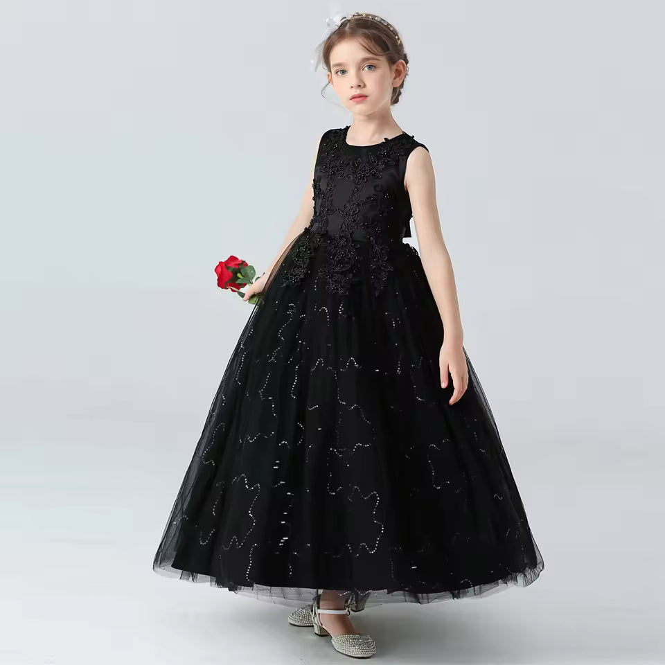 Kids Dresses For Girls Lace Dress Gown Princess Clothes Children Formal Evening Party Flower Girls Wedding Vestidois