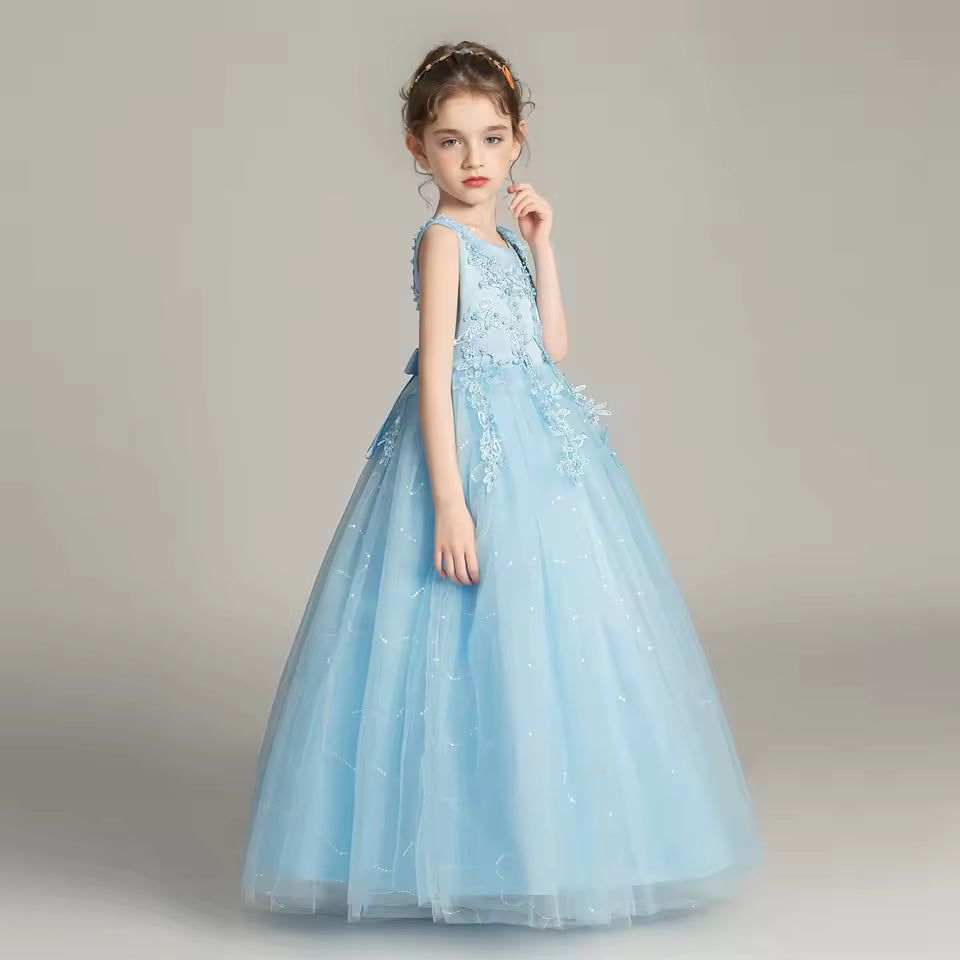 Kids Dresses For Girls Lace Dress Gown Princess Clothes Children Formal Evening Party Flower Girls Wedding Vestidois