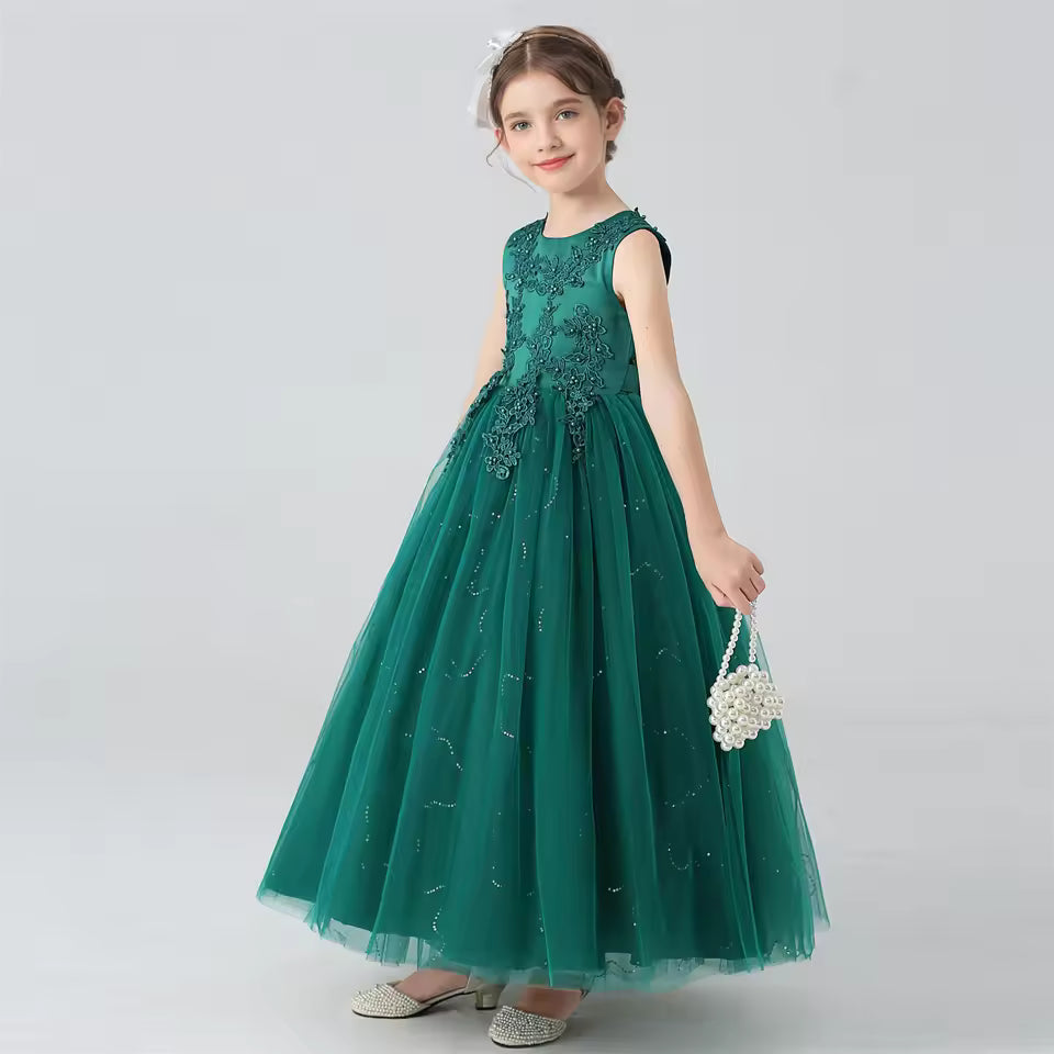 Kids Dresses For Girls Lace Dress Gown Princess Clothes Children Formal Evening Party Flower Girls Wedding Vestidois
