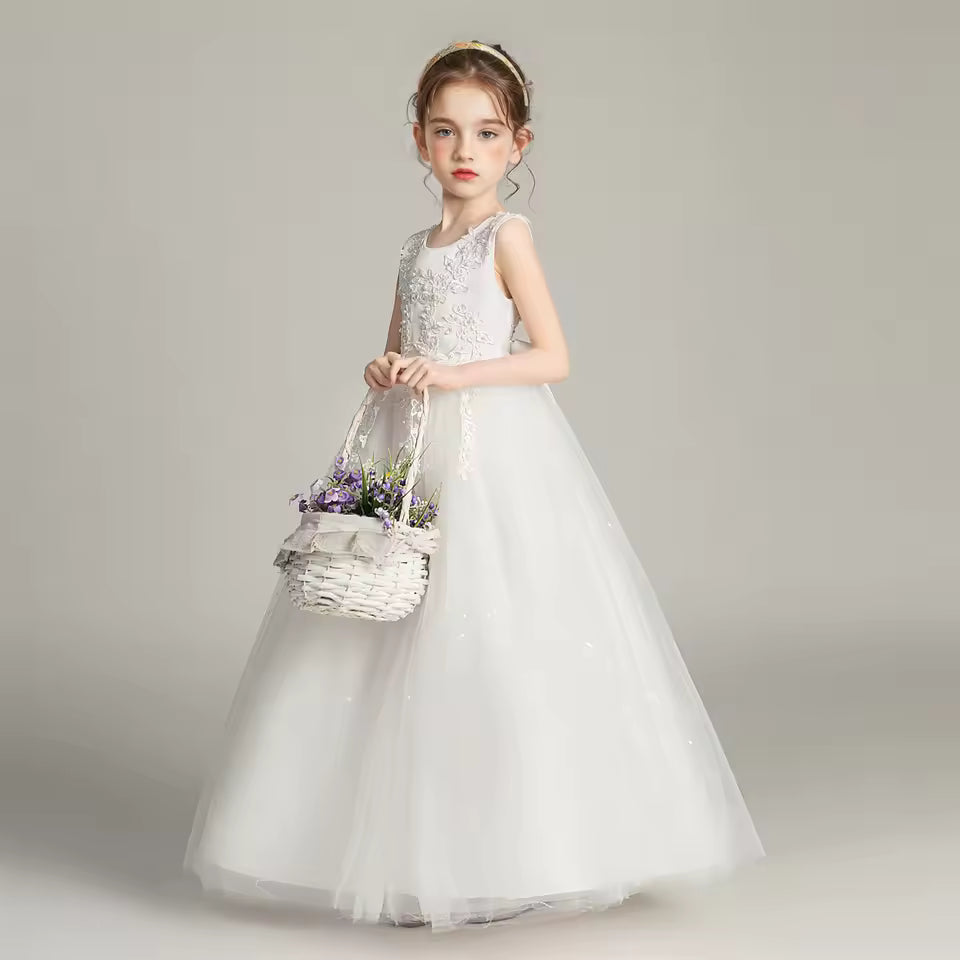Kids Dresses For Girls Lace Dress Gown Princess Clothes Children Formal Evening Party Flower Girls Wedding Vestidois