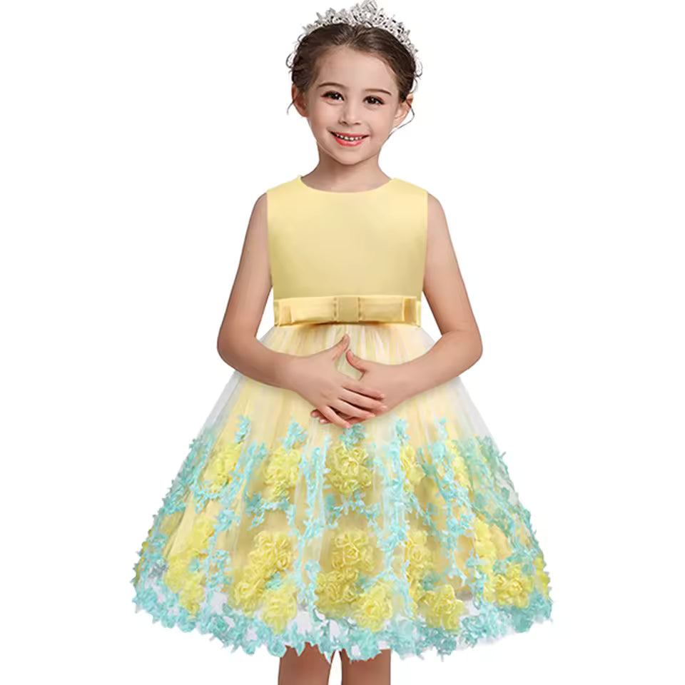 Summer Flower Girls Party Dresses Bridemaids Wedding Tulle Birthday Princess Kids Dress for Girls Pageant Gown Children Clothing