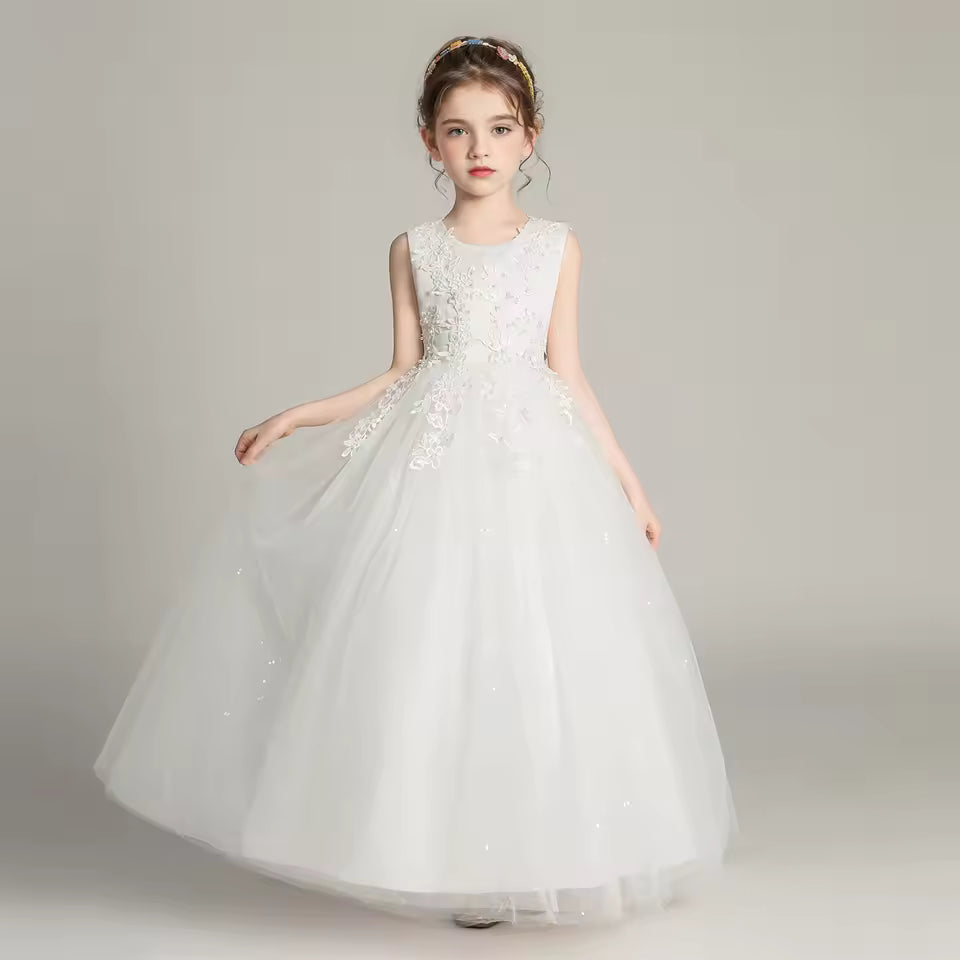 Kids Dresses For Girls Lace Dress Gown Princess Clothes Children Formal Evening Party Flower Girls Wedding Vestidois
