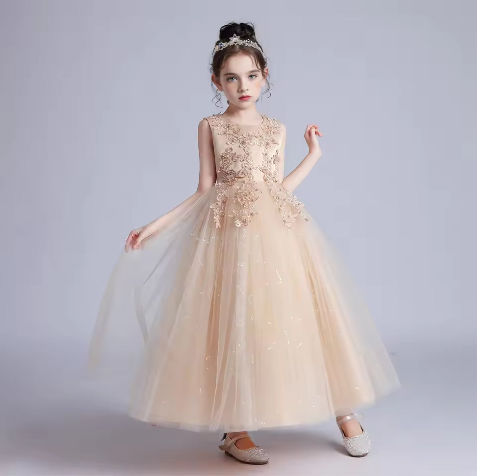 Kids Dresses For Girls Lace Dress Gown Princess Clothes Children Formal Evening Party Flower Girls Wedding Vestidois