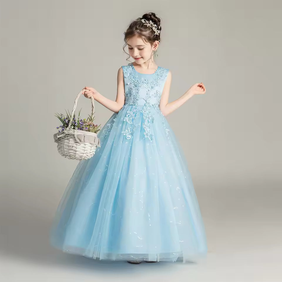 Kids Dresses For Girls Lace Dress Gown Princess Clothes Children Formal Evening Party Flower Girls Wedding Vestidois