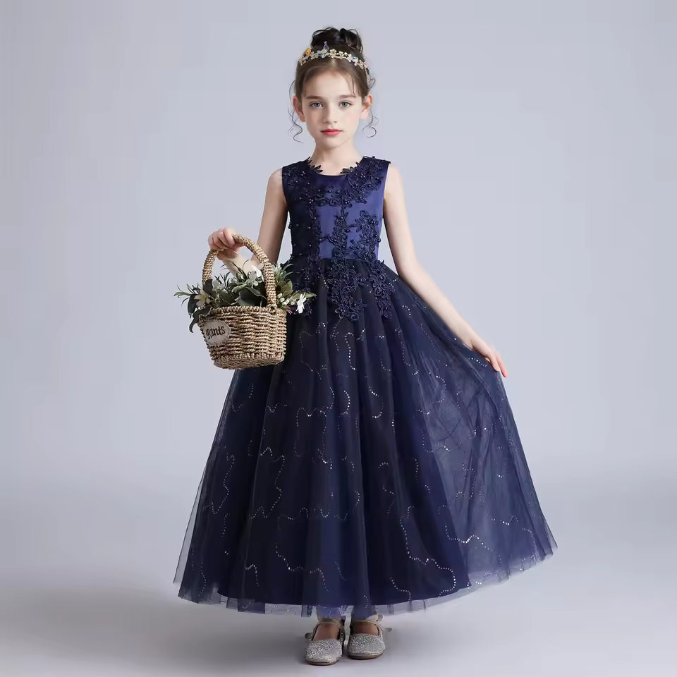 Kids Dresses For Girls Lace Dress Gown Princess Clothes Children Formal Evening Party Flower Girls Wedding Vestidois