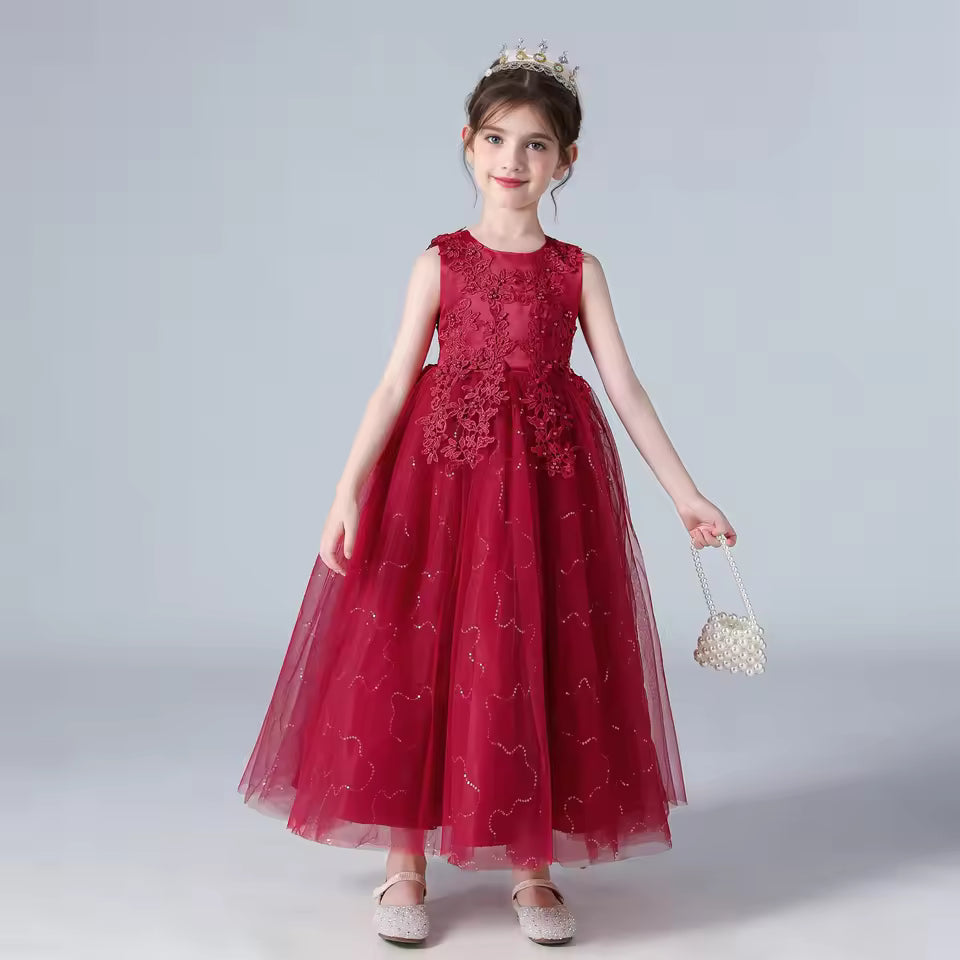 Kids Dresses For Girls Lace Dress Gown Princess Clothes Children Formal Evening Party Flower Girls Wedding Vestidois