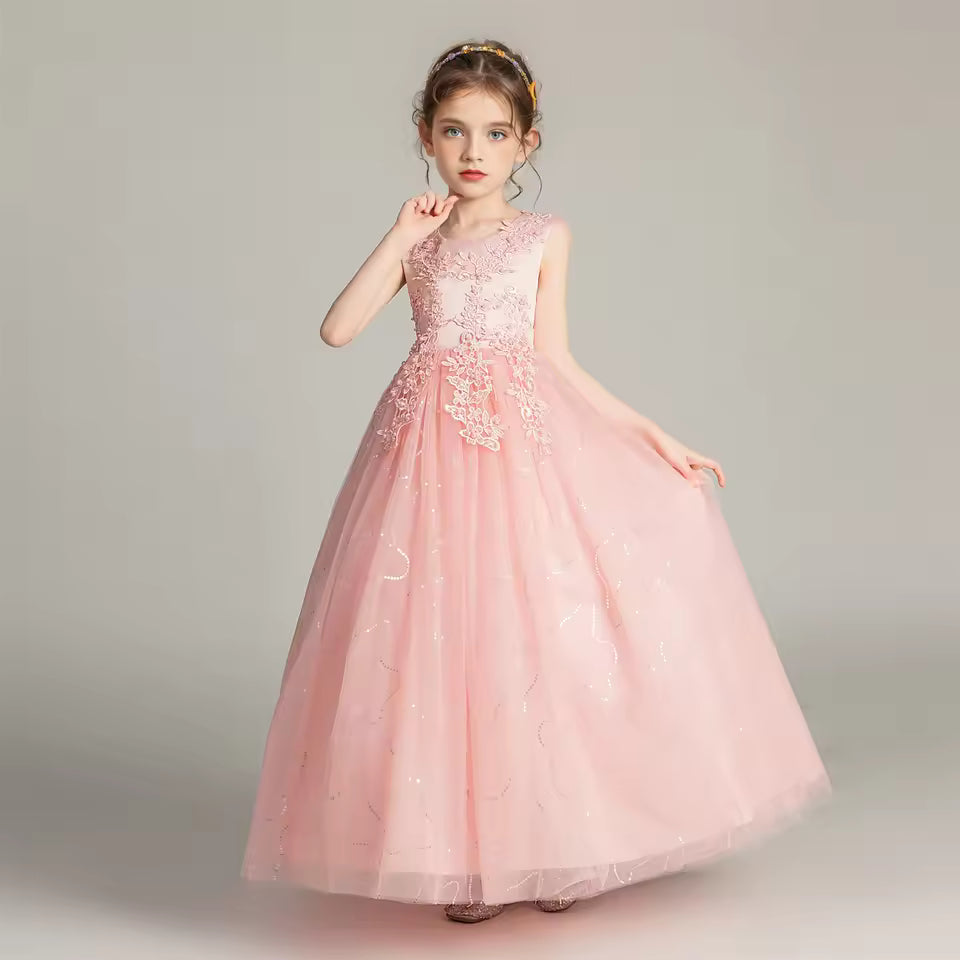 Kids Dresses For Girls Lace Dress Gown Princess Clothes Children Formal Evening Party Flower Girls Wedding Vestidois