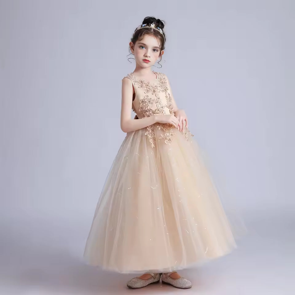 Kids Dresses For Girls Lace Dress Gown Princess Clothes Children Formal Evening Party Flower Girls Wedding Vestidois