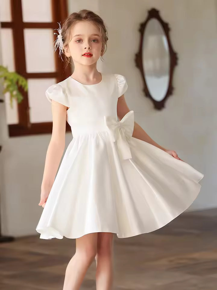 Sweet Girls Red Evening Party Dress Princess Kids Wedding Photograph Dress Little Fairy Children Formal Gown Stage Show Costume