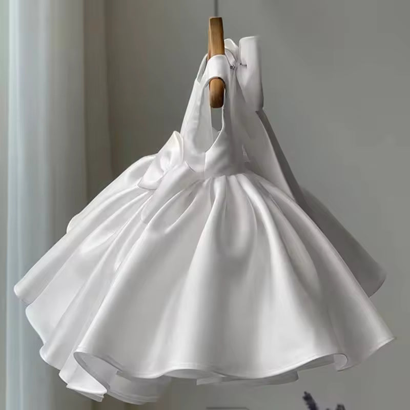 Big Bow Baby Girls Party Dress Toddler 1st Birthday Baptism Princess Kids Dresses for Girl White Wedding Prom Christmas Costumes