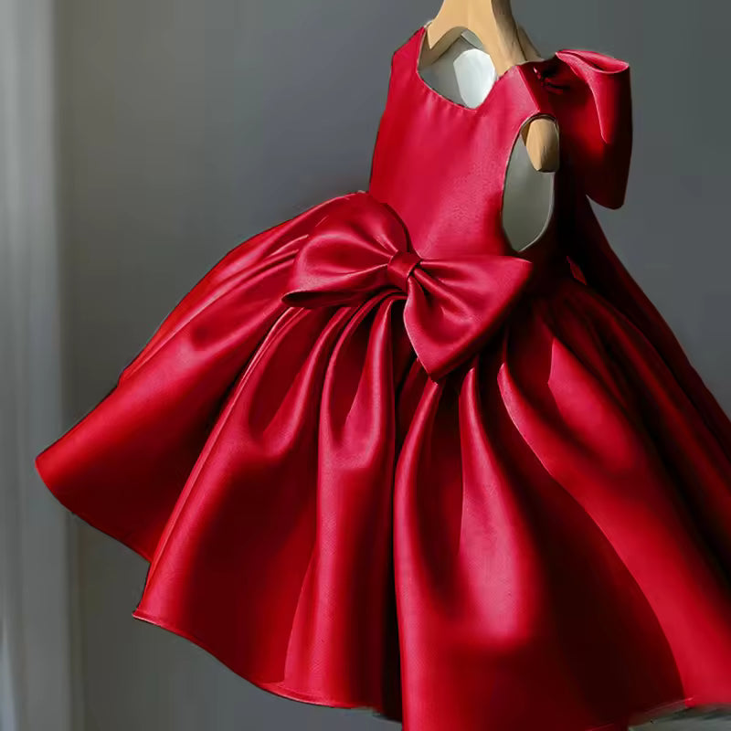 Big Bow Baby Girls Party Dress Toddler 1st Birthday Baptism Princess Kids Dresses for Girl White Wedding Prom Christmas Costumes