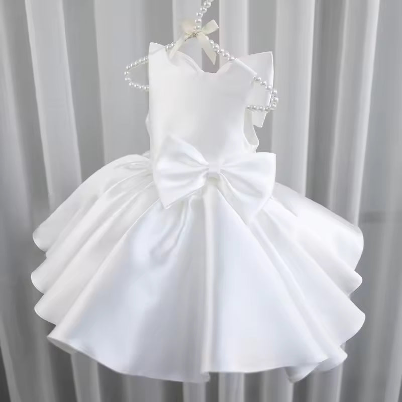 Big Bow Baby Girls Party Dress Toddler 1st Birthday Baptism Princess Kids Dresses for Girl White Wedding Prom Christmas Costumes
