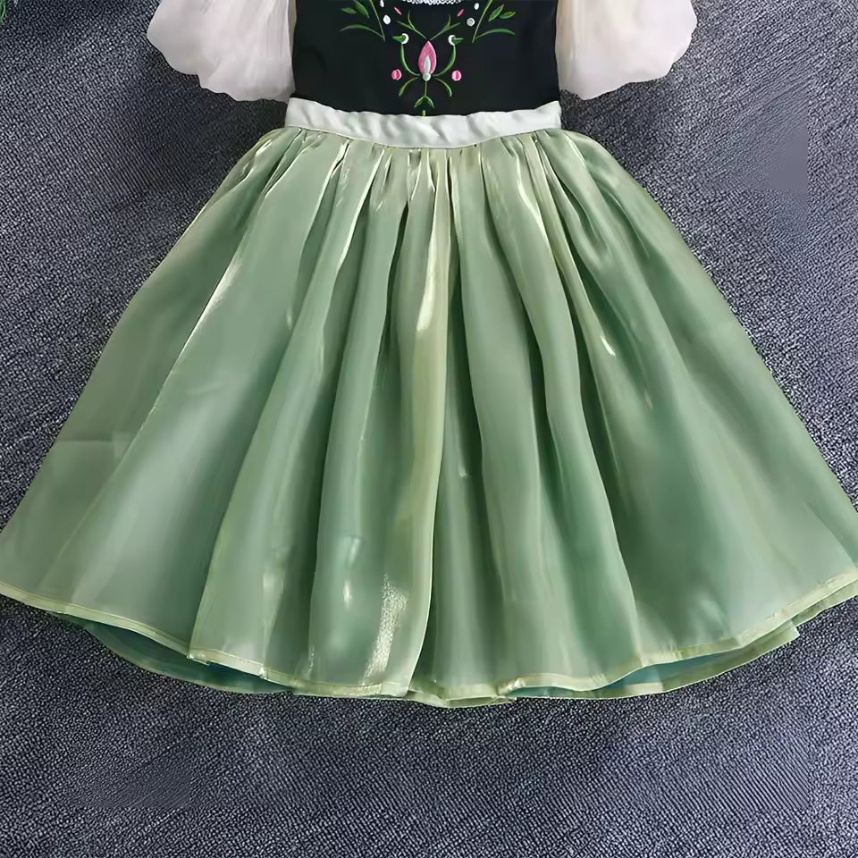 Clothing for New Kids Summer 2025 Quality Korean Style Anna Baby Girls One Piece Princess Sundress Dress Up Girl Green Party