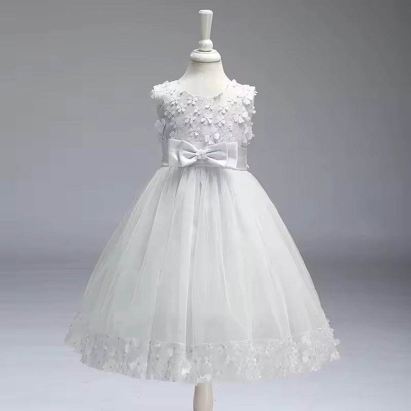 Children's Sleeveless Dress Summer Wine Red Pink White Wedding Flower Girl Princess Bridesmaid New Girl's Birthday Prom Dresses