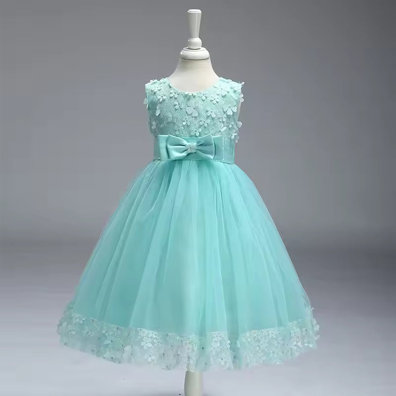 Children's Sleeveless Dress Summer Wine Red Pink White Wedding Flower Girl Princess Bridesmaid New Girl's Birthday Prom Dresses