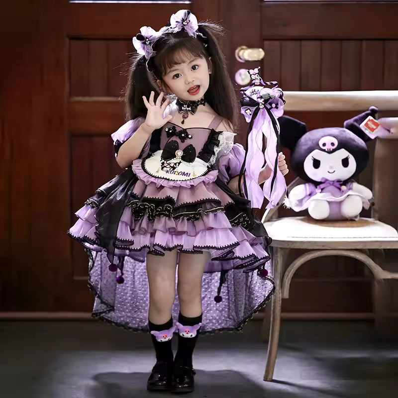 Sanrio Sanrio My Melody Children's Cosplay Dress Short Sleeved Pink Girl Kawaii Clothing Princess Dress Children's Anime Gifts