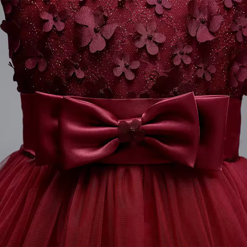 Children's Sleeveless Dress Summer Wine Red Pink White Wedding Flower Girl Princess Bridesmaid New Girl's Birthday Prom Dresses