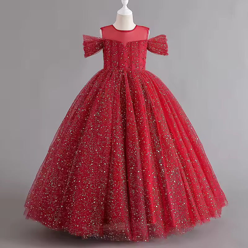1308 Baby Dresses For Eid 2023 Girls' Sleeveless Mesh Puffy Princess Length Rainbow Skirt Dinner Piano Performance