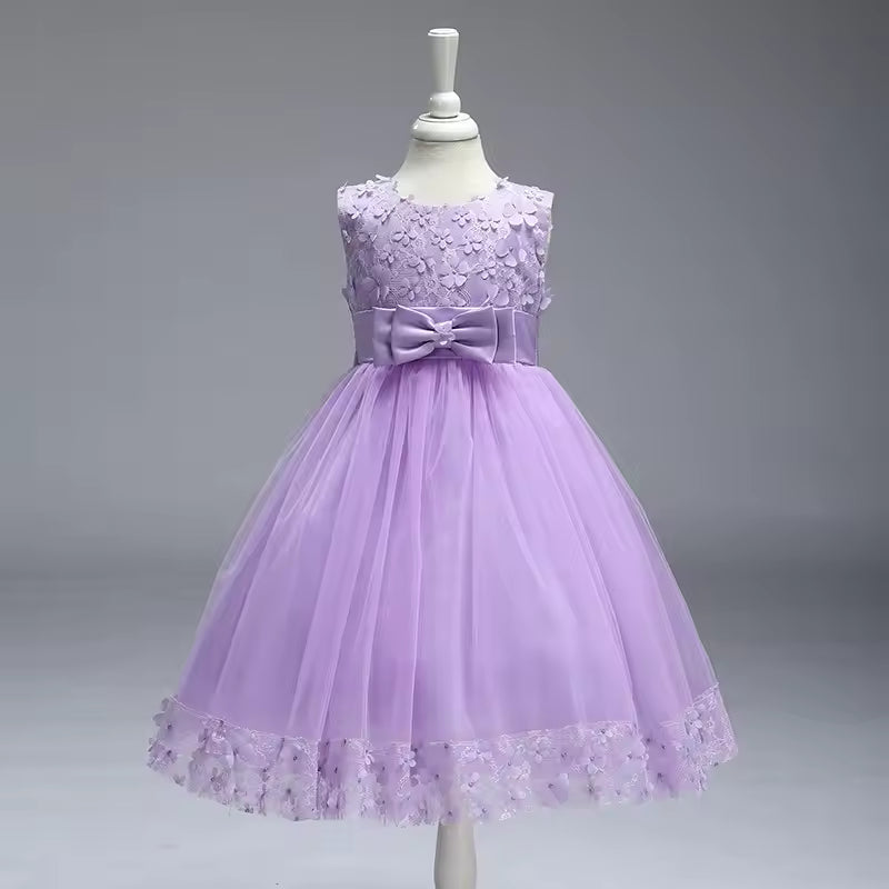 Children's Sleeveless Dress Summer Wine Red Pink White Wedding Flower Girl Princess Bridesmaid New Girl's Birthday Prom Dresses