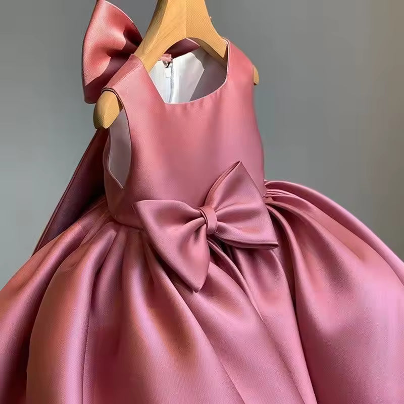 Big Bow Baby Girls Party Dress Toddler 1st Birthday Baptism Princess Kids Dresses for Girl White Wedding Prom Christmas Costumes