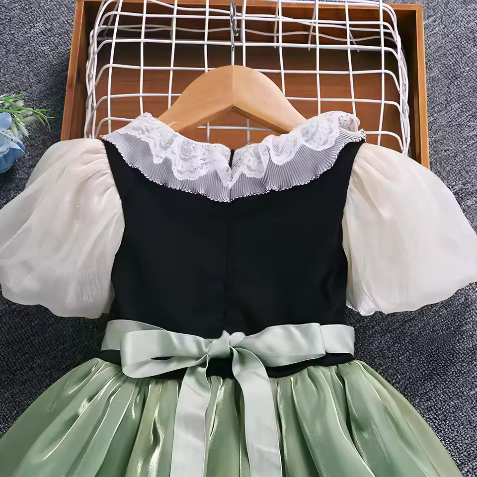 Clothing for New Kids Summer 2025 Quality Korean Style Anna Baby Girls One Piece Princess Sundress Dress Up Girl Green Party