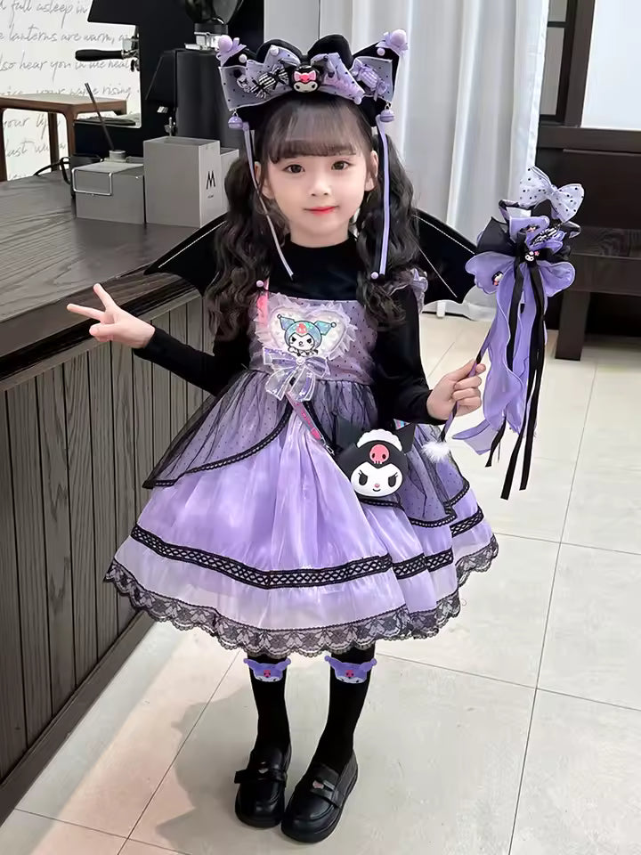 Sanrio Sanrio My Melody Children's Cosplay Dress Short Sleeved Pink Girl Kawaii Clothing Princess Dress Children's Anime Gifts