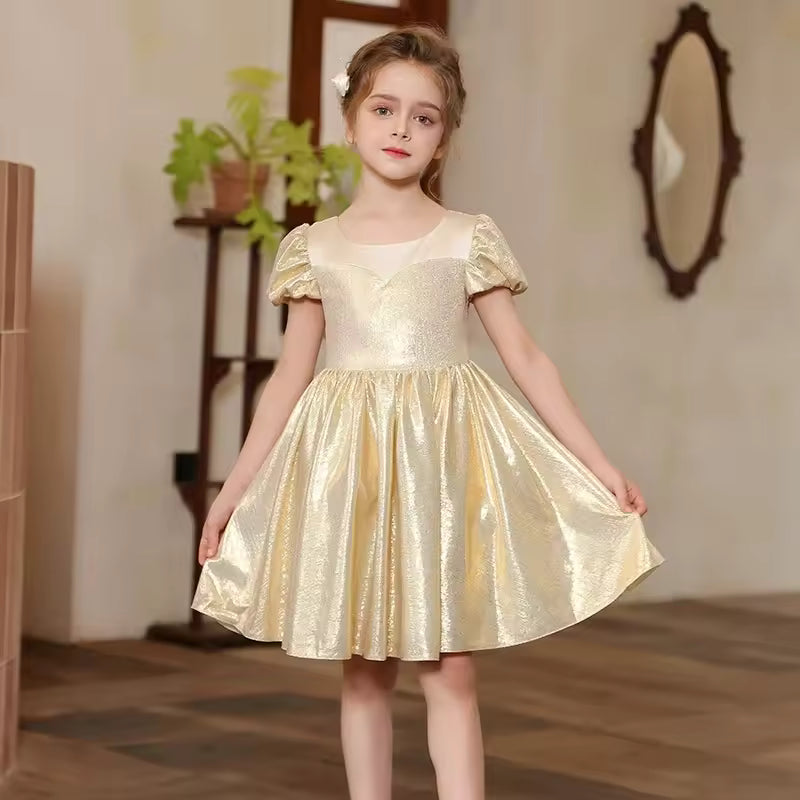 Sweet Girls Red Evening Party Dress Princess Kids Wedding Photograph Dress Little Fairy Children Formal Gown Stage Show Costume