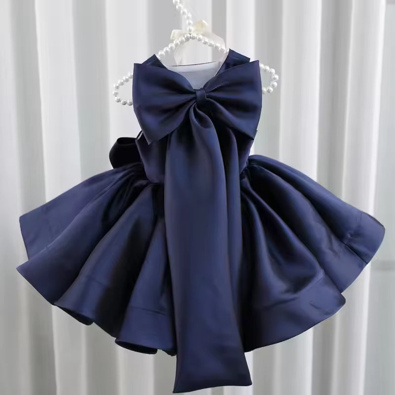 Big Bow Baby Girls Party Dress Toddler 1st Birthday Baptism Princess Kids Dresses for Girl White Wedding Prom Christmas Costumes