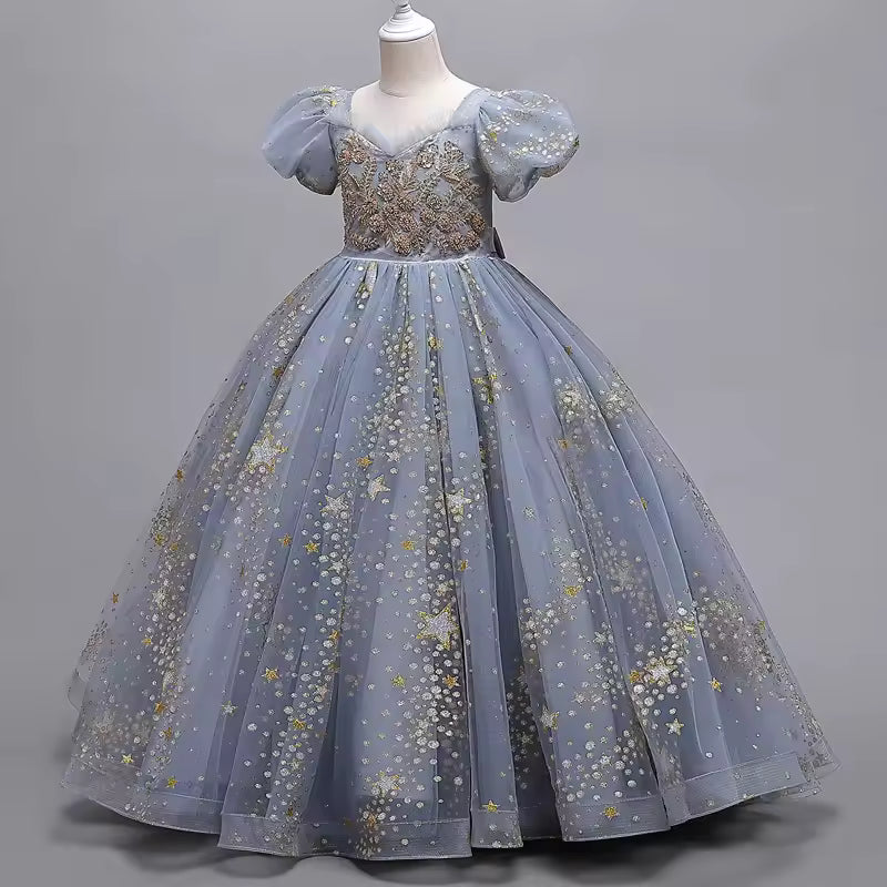Girls Wedding Dresses Party Elegant Prom Flower Long Dress for 12 to 14 Years Teenage Bridesmaid Child Birthday Dress Ball Gown