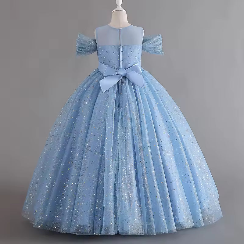 1308 Baby Dresses For Eid 2023 Girls' Sleeveless Mesh Puffy Princess Length Rainbow Skirt Dinner Piano Performance