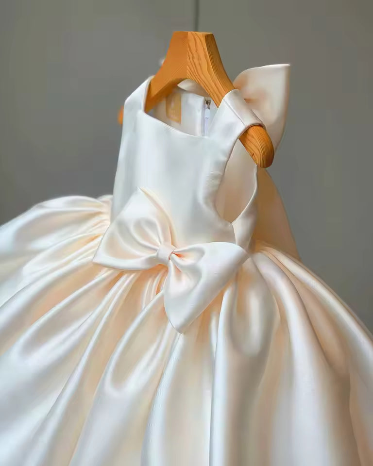 Big Bow Baby Girls Party Dress Toddler 1st Birthday Baptism Princess Kids Dresses for Girl White Wedding Prom Christmas Costumes