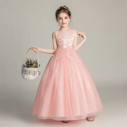 Kids Dresses For Girls Lace Dress Gown Princess Clothes Children Formal Evening Party Flower Girls Wedding Vestidois