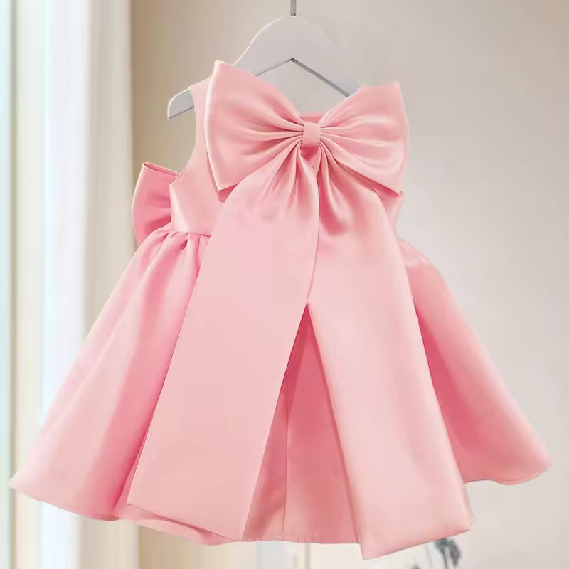Big Bow Baby Girls Party Dress Toddler 1st Birthday Baptism Princess Kids Dresses for Girl White Wedding Prom Christmas Costumes
