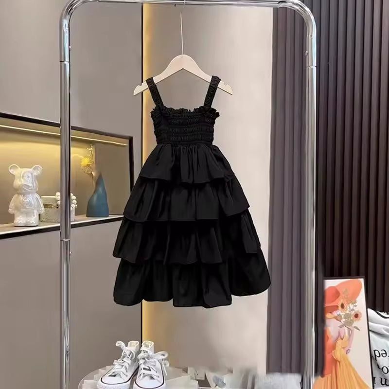 4 5 6 8 10 12 Years Girls Dress Summer Solid Color Sleeveless Fashion Girls Cake Dress Birthday Gifts New Children's Clothing