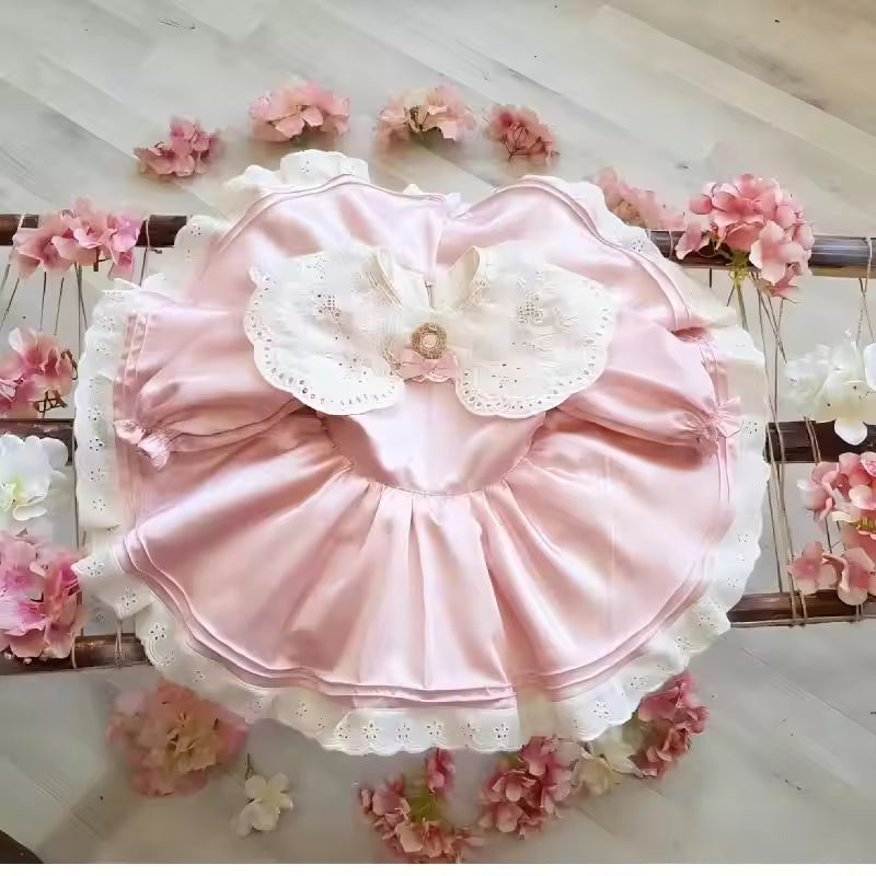 0-12Y Baby Girl Summer Embroidery Vintage Princess Dress for Birthday Photography Holiday Eid B412