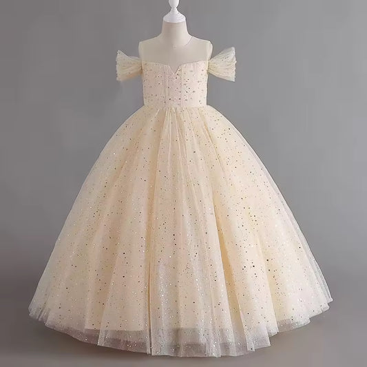 1308 Baby Dresses For Eid 2023 Girls' Sleeveless Mesh Puffy Princess Length Rainbow Skirt Dinner Piano Performance