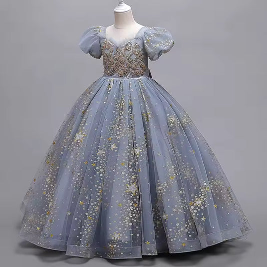 Girls Wedding Dresses Party Elegant Prom Flower Long Dress for 12 to 14 Years Teenage Bridesmaid Child Birthday Dress Ball Gown