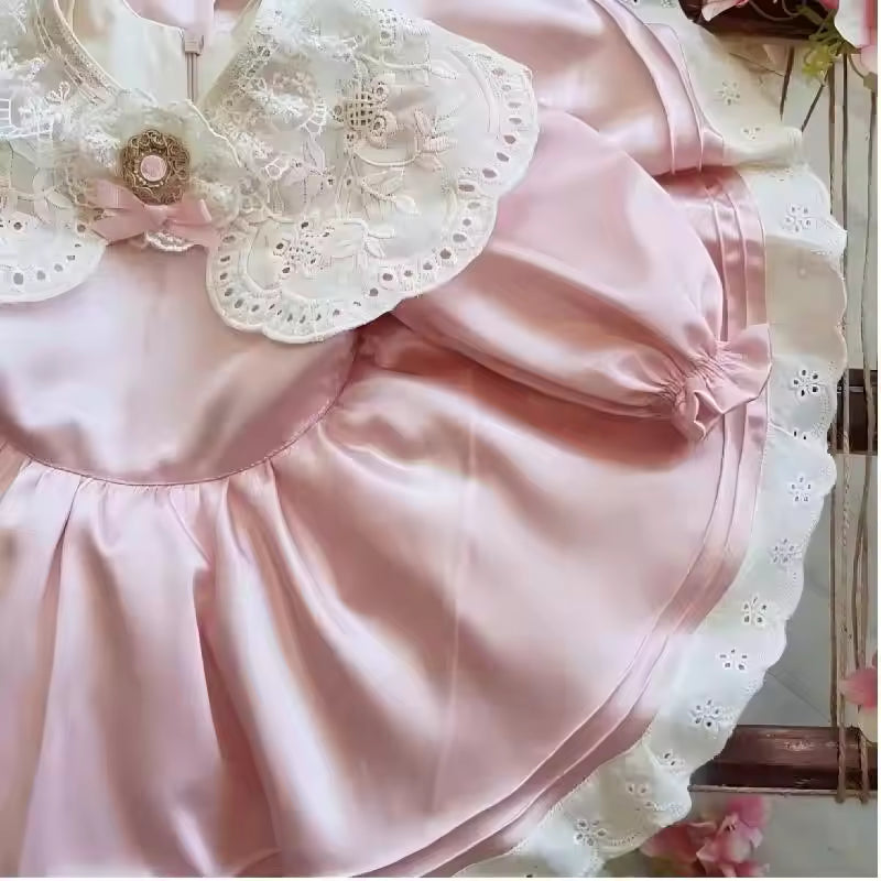 0-12Y Baby Girl Summer Embroidery Vintage Princess Dress for Birthday Photography Holiday Eid B412